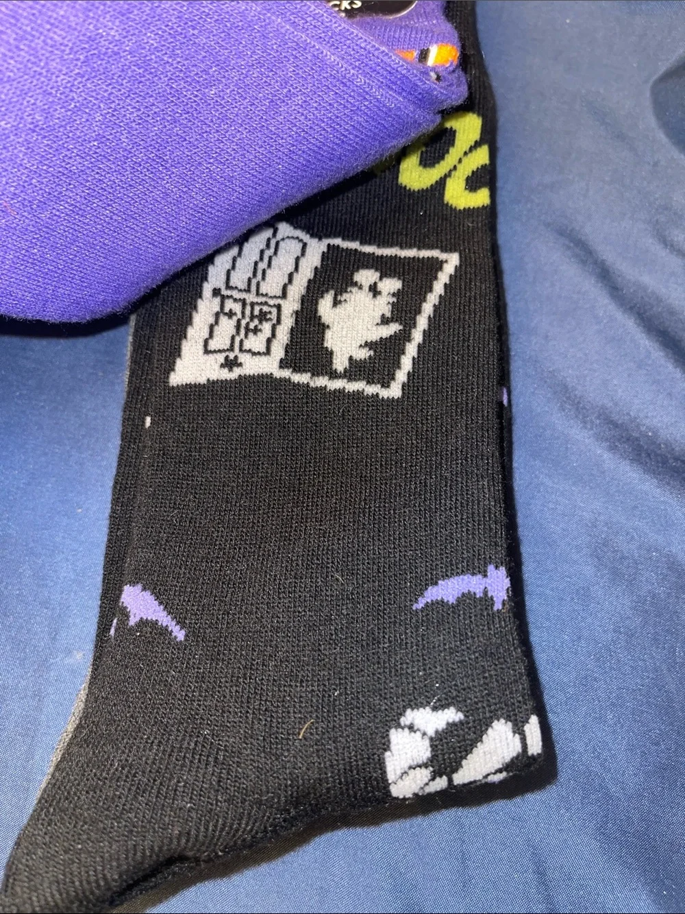 Pixar Men's Crew Socks - Purple Mike Wazowski Horror Graphic